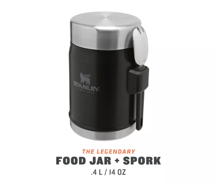 Термос для еды The Legendary Food Jar + Spork 0,4 л матовая черная