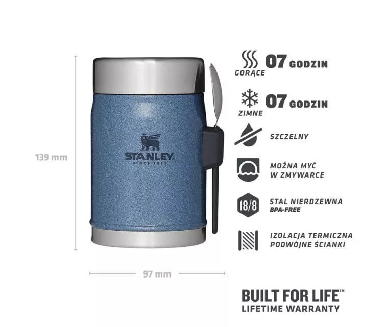 Food thermos The Legendary Food Jar + Spork 0,4L light blue