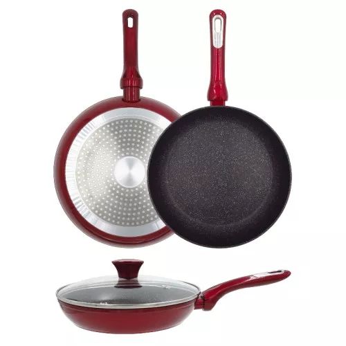 Cosmo frying pan with glass lid Ø28cm induction red