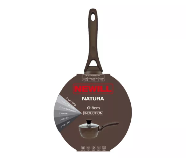 Puodas Natura su stikliniu dangčiu Ø18cm indukcinė ruda
