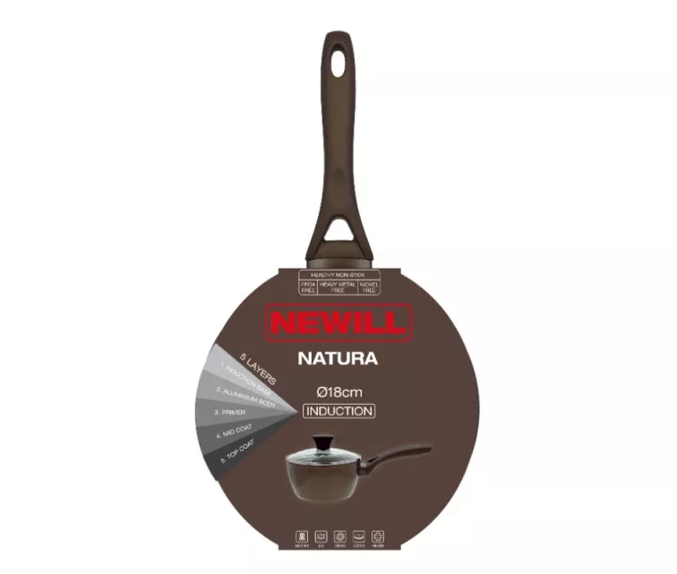 Соусник Natura со стеклянной крышкой Ø18см индукционно-коричневый