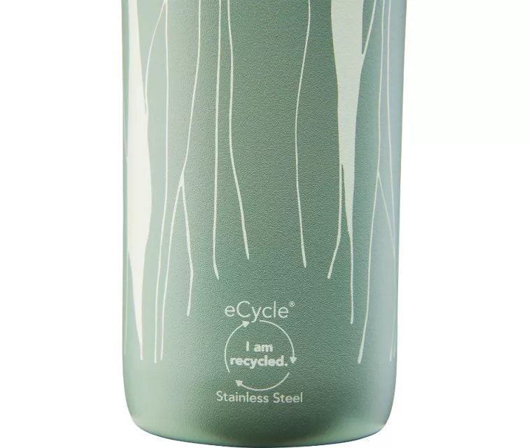 Термо бутылка CityLoop Thermavac eCycle Water Bottle 0.6Л, переработанная из нержавеющей стали / серо-зеленая Leaf
