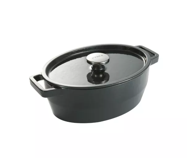 Cast iron pot 5.8L Pyrex oval 33x25cm gray