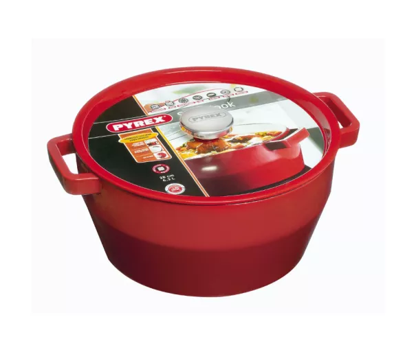 Ketaus puodas 6,8 l Pyrex apvalus Ø28 cm raudonas