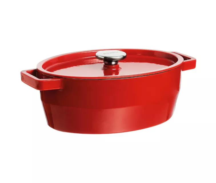 Ketaus puodas 5,8 l, Pyrex, ovalus, 33 x 25 cm, raudonas