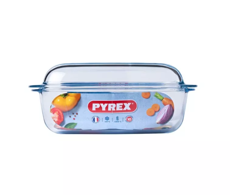 Stiklinis indas su dangteliu 4,5 l stačiakampis „Essentials“ 33 x 20 x 14 cm