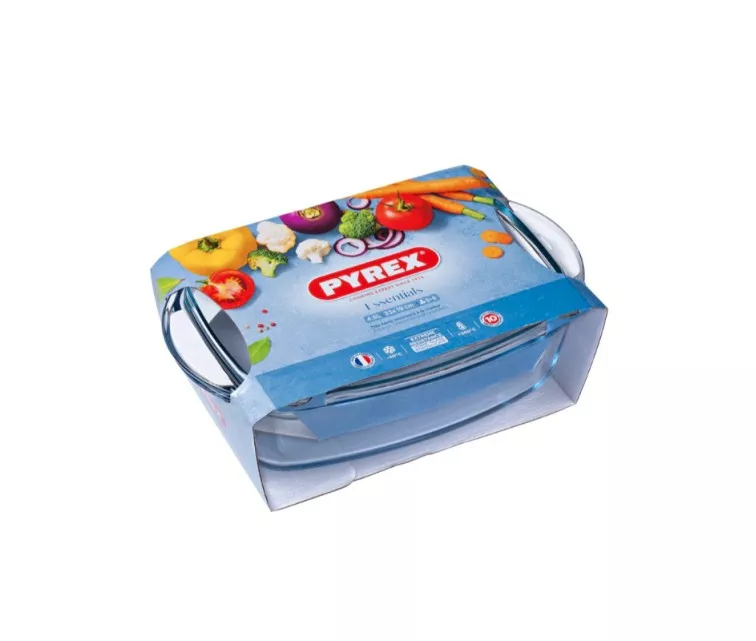 Stiklinis indas su dangteliu 6,5 l stačiakampis „Essentials“ 36 x 22 x 15 cm