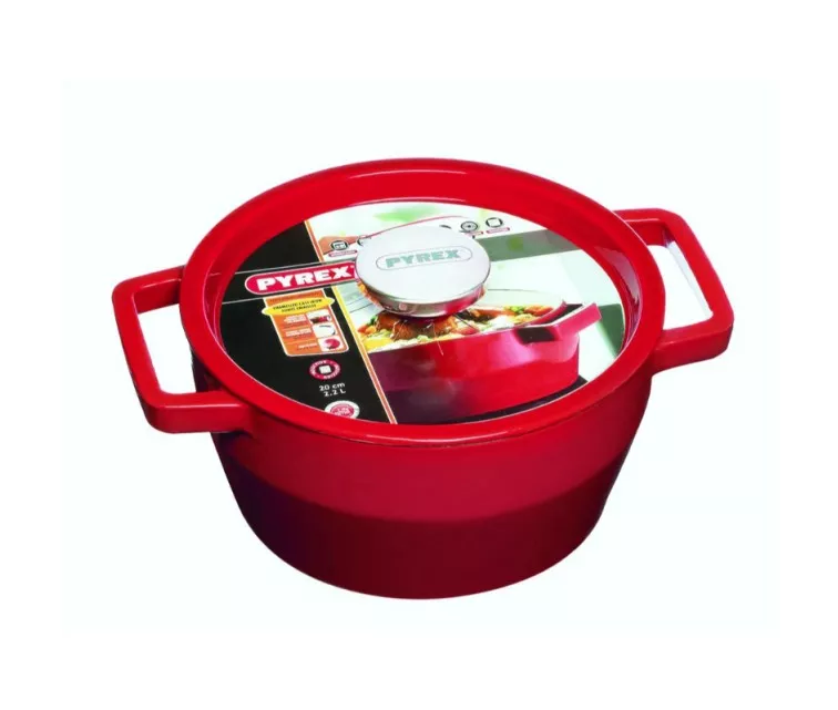 Ketaus puodas 3,6 l Pyrex apvalus Ø24 cm raudonas