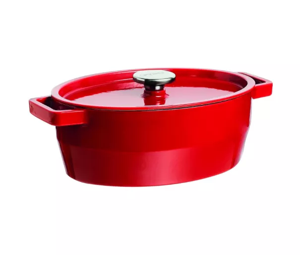 Čuguna katls 3,8L Pyrex ovāls 29x21cm sarkans