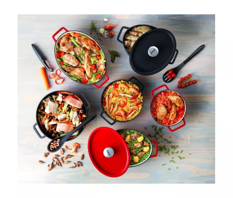 Ketaus puodas 3,8 l Pyrex ovalus 29 x 21 cm raudonas