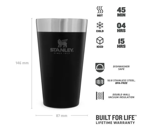 Пивная кружка The Stacking Tumbler 0,47 л матовая черная