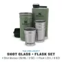 The Pre-Party Shot Glass + Flask Set gift set, vodka glasses 4gb 50mL and blachette 0,23L green