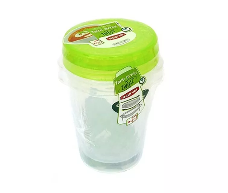 Контейнер для еды Набор из 2 круглых 1 л Take Away Twist зеленый