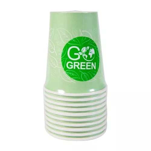 Glāzes ekoloģiskās Go Green 250ml 10 gab. zaļas / 0,06kg