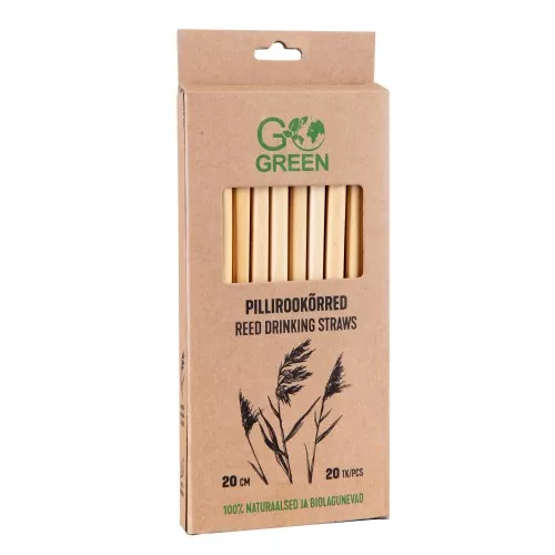 Компостируемые тростниковые соломинки Go Green 20 шт./ 0,08 кг