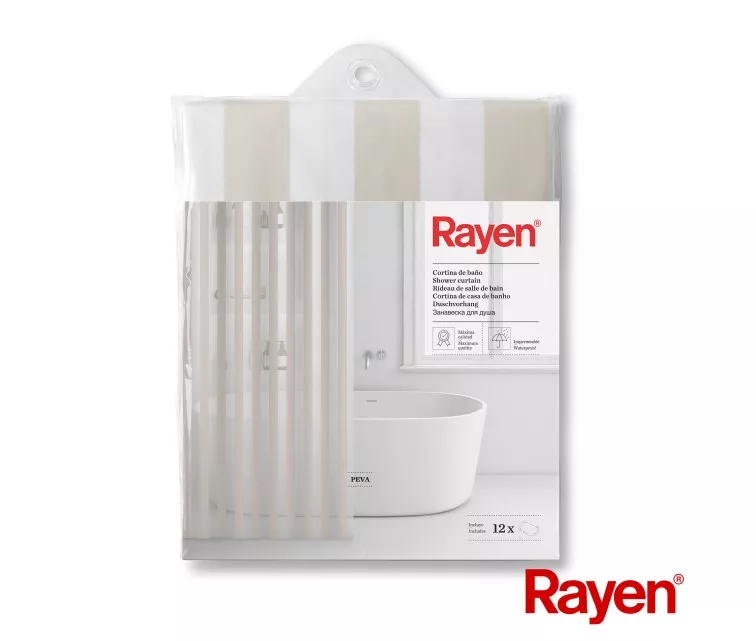 Занавеска для душа 180x200см белая / бежевая, PEVA