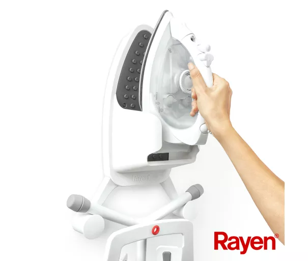 Ironing board and iron holder with silicone