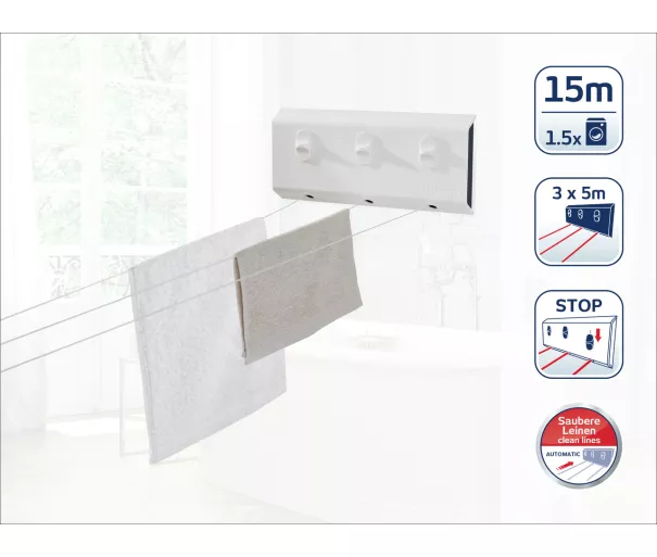 LEIFHEIT Veļas aukla automātiska Rollfix Triple 150 Longline
