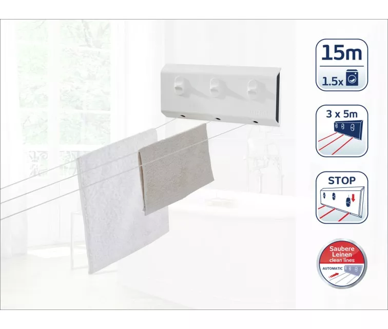 LEIFHEIT Rollfix Triple 150 Longline Automaatne pesunöör