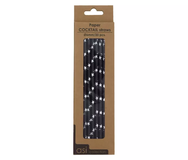 Paper cocktail straws 20pcs / Ø6mm / 21cm