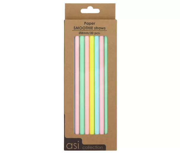Paper smoothie straws 20pcs / Ø8mm / 21cm