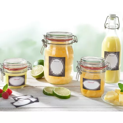 LEIFHEIT Hабор самоклеящихся наклеек для баночек черный и белый